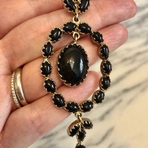 Stella and Dot fancy black onyx and gold earrings